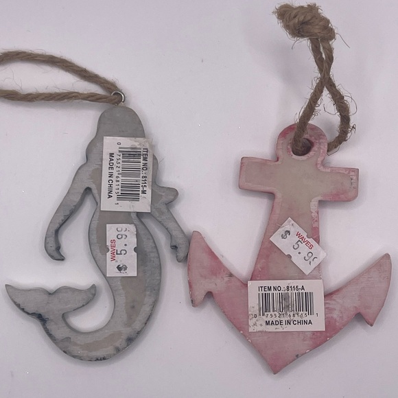 SET OF 2 TYBEE ISLAND GA MERMAID AND ANCHOR ORNAMENTS - Picture 3 of 5